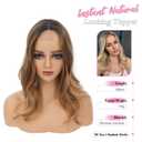 PANEWAY 18 Inch Body Wavy Hair Toppers for Women Clip In Hair Topper for Thinning Hair Natural Scalp Look, Lightweight & Comfortable for All-Day Wear - Dark Brown Root to Caramel Blonde, 18inch