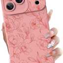 OOK for iPhone 17 Pro 6.3inch Silicone Slim Case,Pink Gardenias | Silicone Floral Flower Cute Pattern,Camera Protection Soft Slim Phone Cover for Girls Women