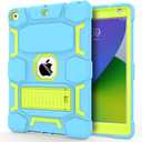 CCMAO for iPad 9th/8th/7th Generation 10.2 Inch Case 2021/2020/2019, with Kickstand, Heavy Duty Shockproof Hybrid Three Layer Protective Cover,Blue+Yellow