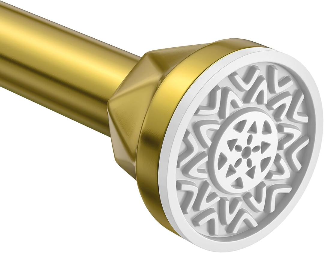 Shower Curtain Rod 32-94 Inches, No Drill Shower Rod Tension, Never Rust Anti-Slip Shower Curtain Rod for Bathroom Window, Adjustable Tension Curtain Rod. Gold