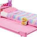 Barbie My First Barbie Doll House Furniture, Bedtime Playset with Trundle Bed, Plush Puppy & Accessories, Toys for Little Kids, 13.5-inch Scale