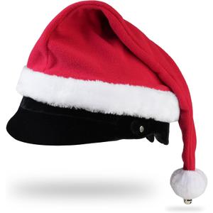NRTFE Santa Hat for Equestrian Helmets, Bicycle Motorcycle Santa Helmet Cover with Jingle Bell for Christmas Ride 9" Diameter