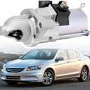 17960N Starter Motor Compatible with 2006-2012 Honda Accord 2006-2011 Honda Civic 2006-2014 Acura TSX 2006-2008 CSX 2007-2011 CR-V 2007-2011 Element 2.0/2.4L 12V 1.6KW 9-Teeth Clockwise