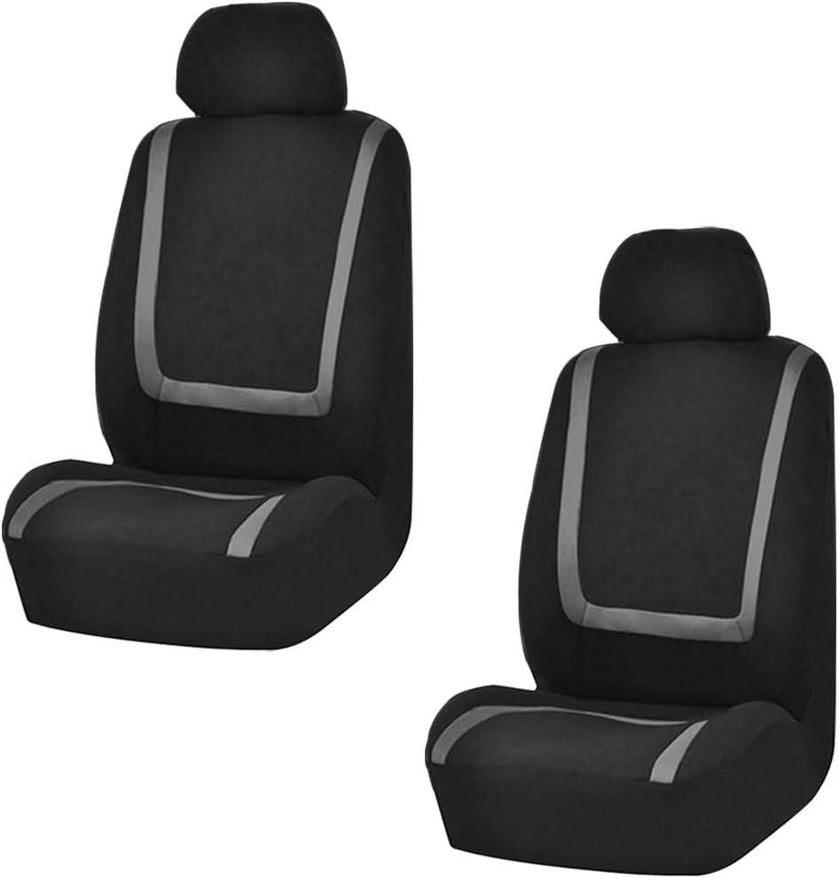 LAINLOY 2 Pack Car Seat Covers, Breathable Seat Protectors, Anti-Slip Driver Seat Cover, Comfortable Front Seat Cover Set Universal Fit for Truck, SUV, Sedan, Airbag Compatible (Black&Gray)