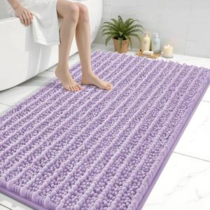 Arotive Luxury Bathroom Rugs 47x32, Extra Soft Thick Absorbent Shaggy Chenille Bath Rugs, Non-Slip Machine Wash Dry, Bath Mats for Bathroom Floor, Tub and Shower, Home Decor Accessories, Light Purple