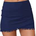 Women's High Waisted Bikini Bottoms Ruched Swimsuit Tulip Hem Swim Skirt L