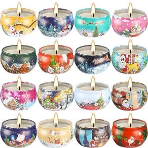 16pcs Christmas Scented Candles Set, 2.5oz Aromatherapy Candles Gift for Women, 16 Fragrances Soy Wax Candle for Christmas Holiday Thanksgiving Mother's Day Multicolor
