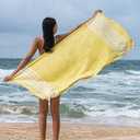 GOQAN Turkish Beach Towel Oversized 39x71 | Thin, Lightweight, 100% Cotton and Sand Free Towel is Suitable for Beach, Bathroom, Pool, Travel & Swim | Odor Free Thanks to Quick Dry Property - Yellow
