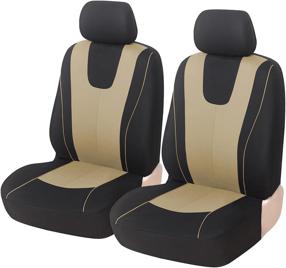 ZIMISI 4PCS Car Front Seat Covers, Comfort Breathable Vehicle Seat Protector Cover, Universal Automotive Interior Accessories for Car, SUV, Truck (Beige)