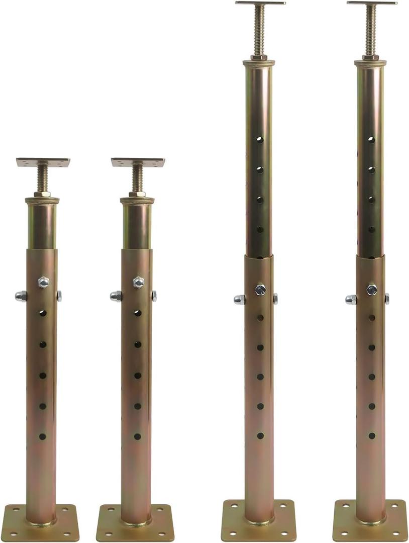 4 Pack House Floor Jacks for Leveling,19.5"-34.5" Height Range Adjustable House Floor Jacks, Telescoping Jack for Temporary Support, Galvanized