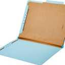 Amazon Basics Classification Folder with Prongs, 100% Recycled, 2 Dividers, 2" Embedded Fasteners, Letter Size, for Documents Organization, Light Blue, 10 Count