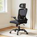 Marsail Ergonomic Mesh Office Chair High Back Desk Chair Adjustable Lumbar Support with Headrest Flip-Up Liftable Arms Swivel Computer Task Chair for Big and Tall People (Ink Black)