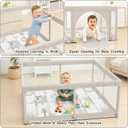 ZEEBABA Baby Playpen with Mat, Small Playpen with Soft Mat for Babies and Toddlers, 47x47inch Play Pen Playards Safety Gate Fence Active Center Indoor