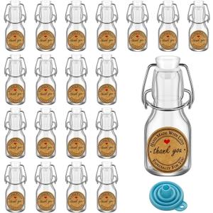 30Pcs White 2 oz Mini Swing Top Glass Bottles, 60ML Mini Storage Bottles, with Lids Kraft Decoration,Small Glass Bottle,for Wedding Themed Party Favors (30)