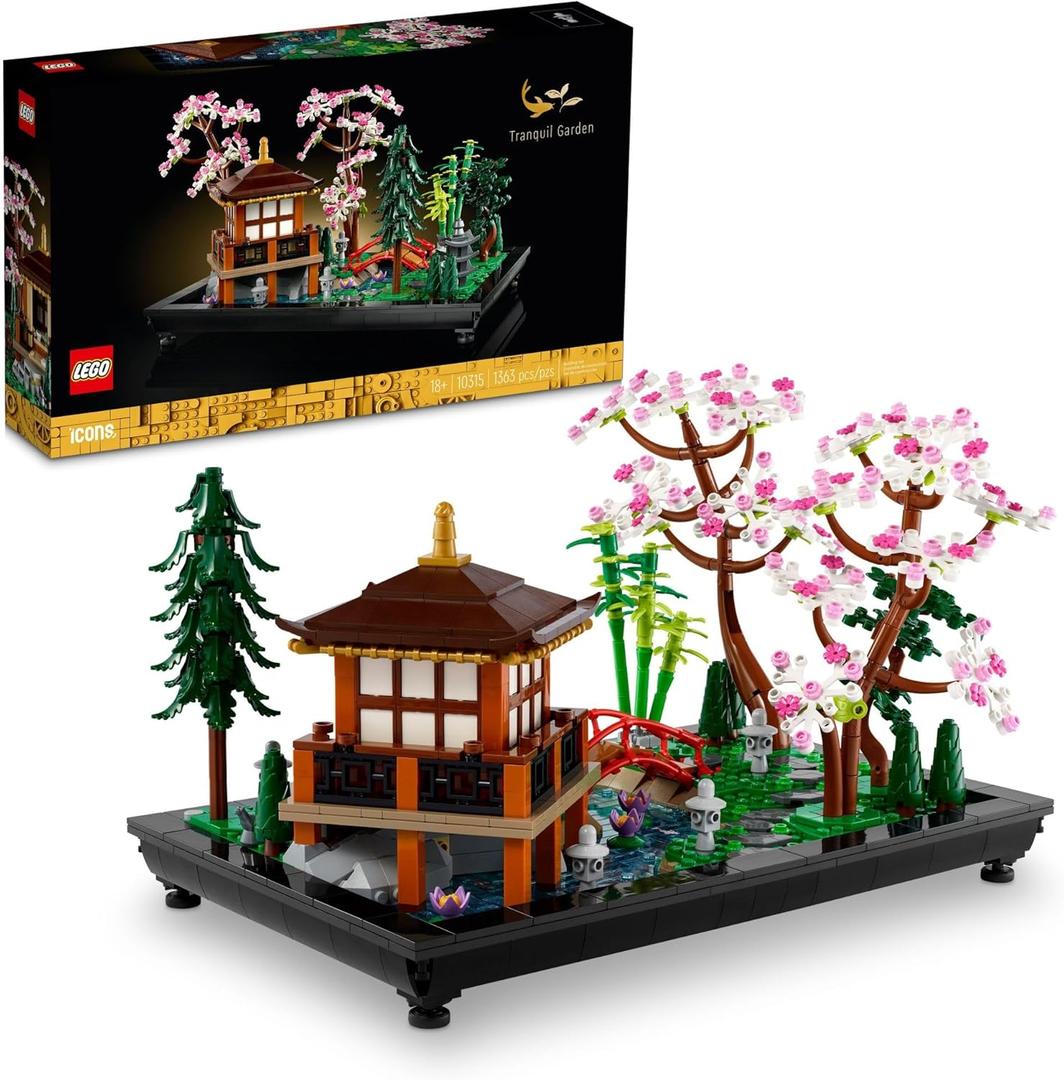 LEGO Icons Tranquil Garden Building Set - Detailed Japanese Zen Garden DIY Kit for Adults, Ages 18+ - Gift for Birthday - Building Block Set for Home Decor - 10315