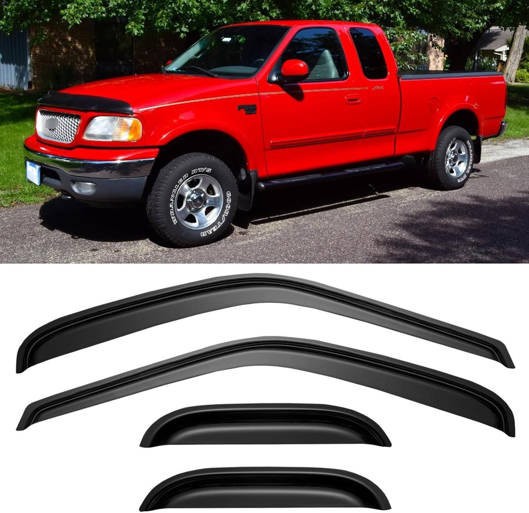 Window Visors Rain Guards for 1997-2003 Ford F150 SuperCab, Out-Channel Window Vent Wind Deflectors Visors Shades for 1997-1999 F250 Light Duty, 2004 F-150 Heritage (Super/Extended Cab)