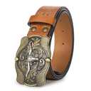 UTOWO Western PU-Leather Cowboy Buckle Belt for Men and Women Jeans Engraved Floral Longhorn Bull Buckle Belt (27-40" waist)