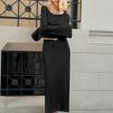 Wenrine Womens Fall Off The Shoulder Bodycon Sweater Dress 2025 Formal Long Sleeve Elegant Cocktail Party Maxi Dresses (Black)