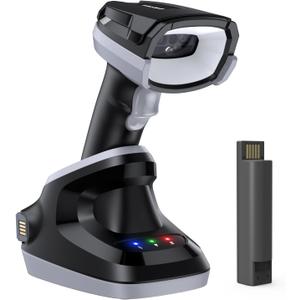TEEMI 2D Bluetooth Industrial Barcode Scanner High-Resolution Megapixel Sensor Handheld Reader Industrial Rugged Design Easy Battery Swap Powerful Data Parsing (USB Cradle and Spare Battery Included)