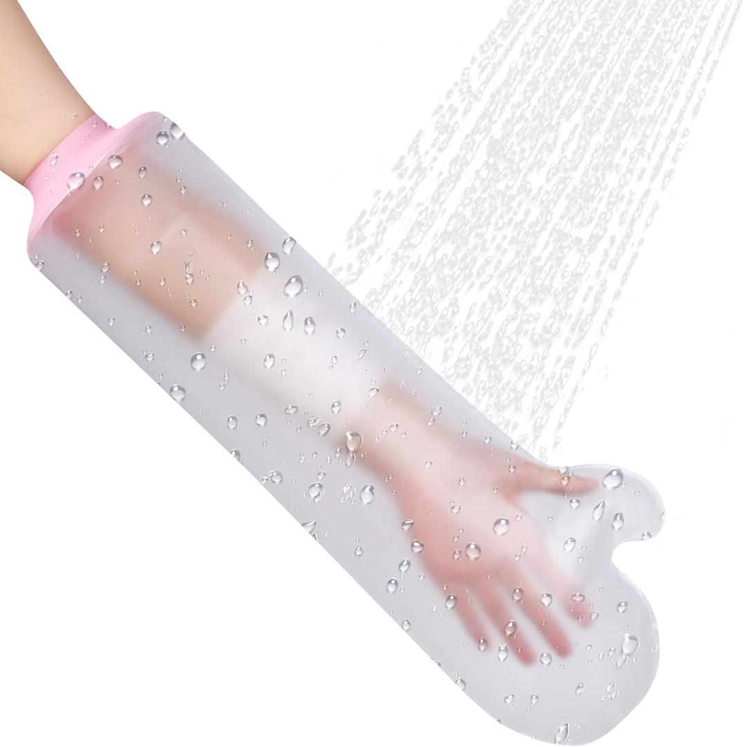 Waterproof Cast Covers for Shower Arm, Soft Comfortable Cast Protector for Shower Arm, Cast Cover Arms Adult, Keep Wounds/Bandage Dry Bath, Broken Hand/Wrist/Finger/Elbow, Reusable Wound Care SuppliesPink
