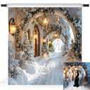 Kate Christmas Backdrops Winter White Snow Scene Backdrop Arch with Light Outdoor Party Decoration Props, 10x10ft