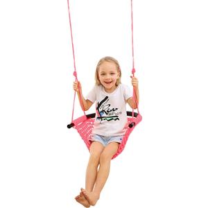 JKsmart Swing Seat for Kids Heavy Duty Rope Play Secure Children Swing Set,Perfect for Indoor,Outdoor,Playground,Home,Tree,with Snap Hooks and Swing Straps,440 lbs Capacity,Pink (1 Pack)