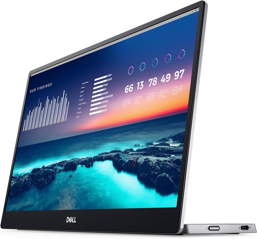Dell 14 Portable Monitor - P1424H - 14-inch Full HD (1080p) 1920 x 1080, IPS Panel, USB-C connectivity, Comfortview, 3-Year Advanced Exchange Service - Silver