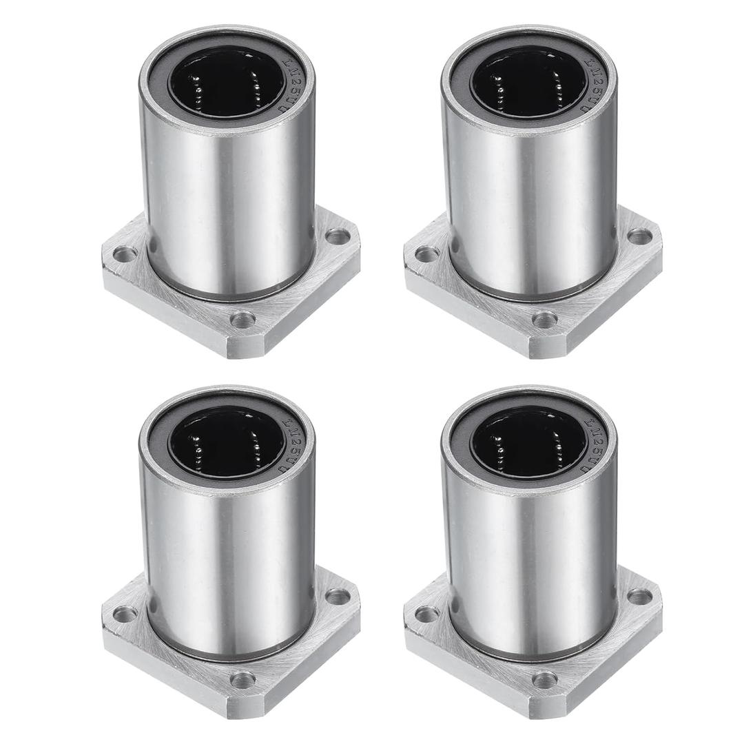 uxcell LMK25UU Linear Ball Bearings 25mm Bore 40mm OD 59mm Length Square Flange Steel Cage for CNC Machine 3D Printer