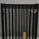 No Pawblems Free Standing Dog Gate with Door, 30'' Tall Foldable Dog Fence for Indoor & Outdoor, Up to 104 Inch Extra Wide Puppy Gate for Stairs, Hallways, Doorways, Deck, Yard (Black, 4 Panels)