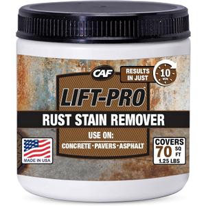 CAF Lift Pro Rust Stain Remover Concentrate for Concrete, Pavers, Brick, Tile and Grout, Outdoor Natural Cleaner Powder Makes 1 Gallon, No Scrub Rust Remover for Driveway, Patio and Asphalt Surfaces