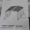 Carport 6x8 FT Enclosed Carport with Roll-up Windows, Portable Garage with Removable Sidewalls & Doors, Car Canopy Tent with Sandbags All-Season Tarp for Bike Motorcycle (Plastic-Grey)