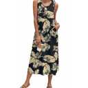 Fantaslook Long Tank Dresses for Women Summer Sleeveless Button Down Dress Casual Loose Beach Vacation Sundress, L