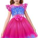 LQSZ Toddler Girls Tutu Dresses Flutter Sleeve Fluffy Party Tulle Dress for Girls 3-12 Years (Pink)