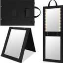 Youyole 1 Pack Foldable Mirror Portable Full Length with Light 31.5x11.8 Inch Hanging Folding Mirror for Backstage Dancers Travel Home Fitness Spa Gift(Black)
