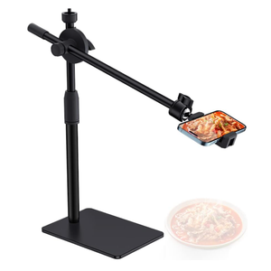 HVAYING Overhead Phone and Camera Mount Stand for YouTube Live Video Cooking Makeup and Crafts  Compatible with iPhone Logitech Webcam