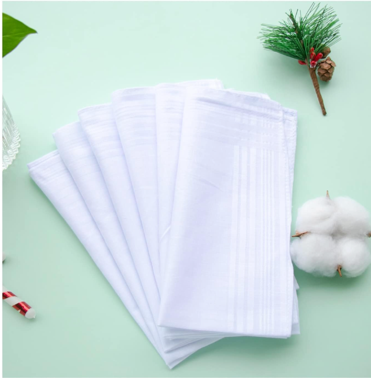 Men's Pure Cotton Handkerchief White Hankies