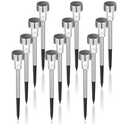 GIGALUMI Solar Lights Outdoor Waterproof, 12 Pack, Stainless Steel LED Solar Garden Lights for Patio, Lawn, Yard and Landscape, Cold White