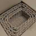 4PCS Woven Storage Baskets Set, Small Baskets for Organizing, Square Handwoven Paper Rope Organizer Bins for Shelves and Home Storage (Brown)