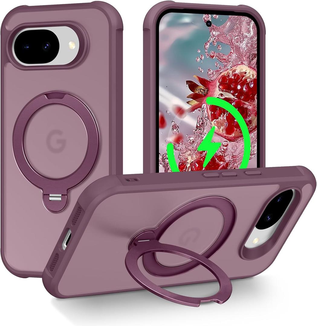 Magnetic for Google Pixel 10a Case with 360 Stand, Burgundy | Rigorous Drop Protection, Invisible Kickstand, Skin-Feel Matte Translucent Slim Cover