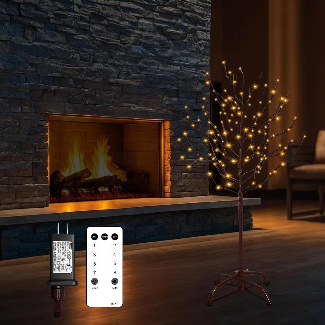 4Ft 176 Lights LED Star Light Tree, Light Up Twig Tree for Home Festival, Lighted Birch Trees with 8 Twinkle Modes, Timer for Party Christmas, Halloween, Indoor and Outdoor Decor