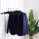 17 Inch 10 Pack Extra Large Anti Slip Satin Padded Hanger No Bumps for Coats, Sweaters,Bridal Wedding Dress Pack of 10 (Black, 10)