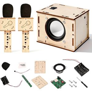 STEM Projects Karaoke Machine Toys Science Kits for Kids Age 8-12 Stem Building Kits Building Your Own DIY Electronics Kit with Bluetooth Speaker 2 Wireless Microphones Gifts for Teen Girls Boys