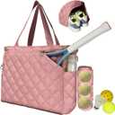 Tennis Tote Bags for women(Extra-Large) Pickleball Bags for Women with Independent Shoe Compartment & Base Feet, and Racket StorageBall/Makeup Bag,Gift for Women Outdoor Sports (Pink)