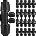 20 Pcs 1/2 to 1/4 Inch Drip Irrigation Fittings 4-way Drip Irrigation Tubing Barbed Tee Connectors with Anti-Leak Lock Nut Barbed Reducer System for Garden Outdoor