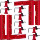 Fivepears 4 Pack 90 degree positioning square clamps set for woodworking, 5.5" x 5.5" (14 x 14cm) aluminum precision right angle corner clamp for square picture frame tool box cabinet drawer and wood