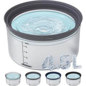 Decflow 1.2Gallon Dog Water Bowl No Spill, 4.5L Large Capacity Spill Proof Dog Bowls with Transparent Floating Disk, No Splash Slow Drinking Water Bowls for Sloppy Messy Drinkers (Gray)