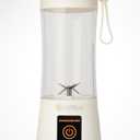 Portable Blender, White, Double-Click Start Button, Personal Size Smoothie Maker with Carrying Strap, USB Rechargeable