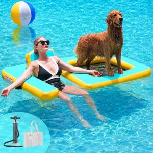 Innovative Inflatable Dog Pool Float with Seat – Durable PVC Water Raft for Adults & Dogs – Enjoy Water Fun Together – 242 lbs Capacity – Portable Floating Lounge