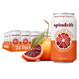 Spindrift Sparkling Water, Blood Orange Tangerine Flavored, Made with Real Squeezed Fruit, 12 Fl Oz Cans, Pack of 24 (Only 12 Calories per Can), Best By 10/11/26
