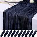 10 Pack Navy Blue Cheesecloth Table Runner 17x108 Inch Semi Sheer Boho Rustic Gauze Cheese Cloth Table Runners for Wedding Party Birthday Baby Shower Home Decor